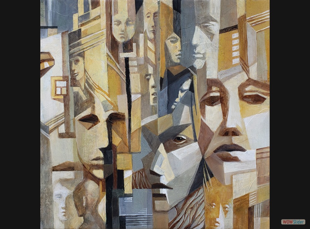 City of People, 12x12, acrylic on canvas